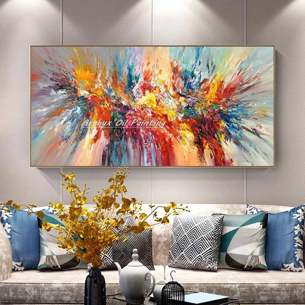 

Arthyx Hand-Painted Colorful Abstract Oil Painting On Canvas,Modern Large Size,Wall Art,Pictures For Living Room,Home Decoration