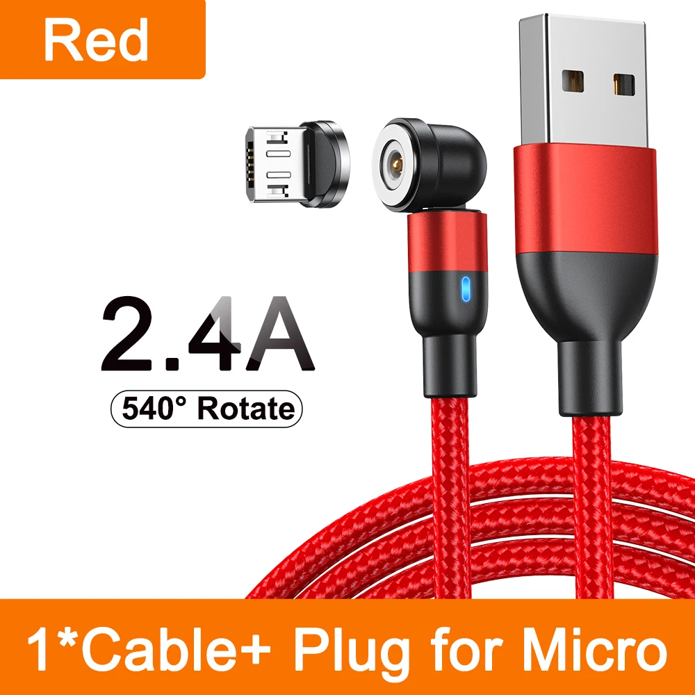 AUFU 540 Draaien Magnetische Type C Kabel 3 in 1 Snelle Oplaadkabel Voor iPhone Xiaomi Samsung Huawei Micro USB magneet Charge Wire
