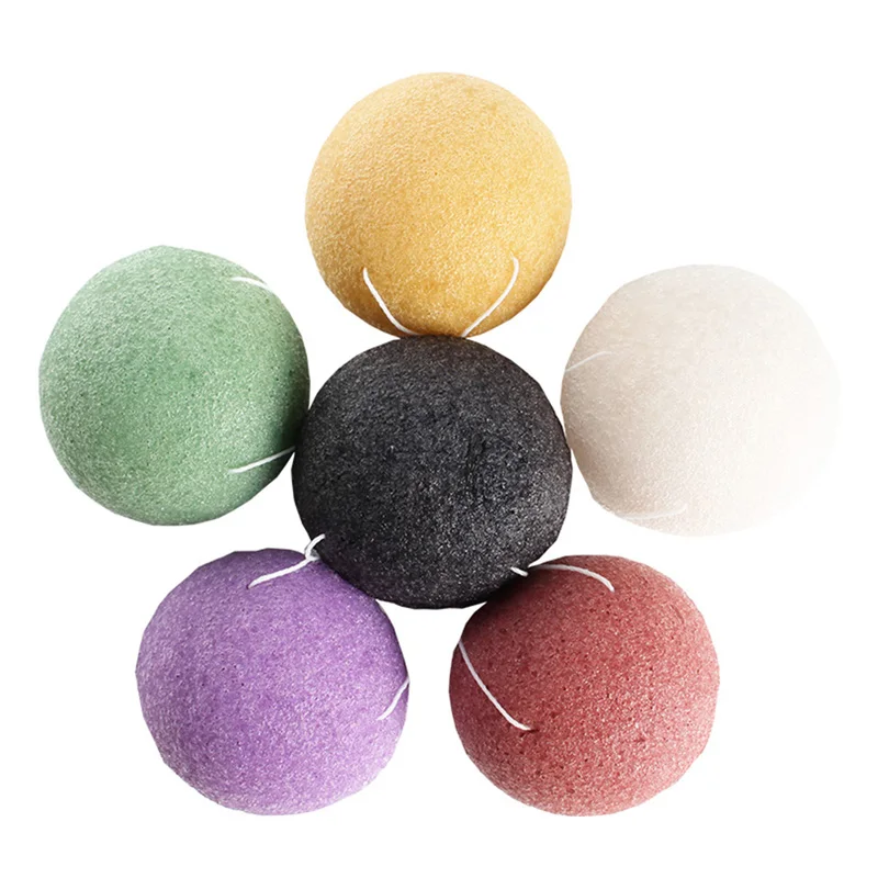 6 Colors Natural Konjac Konnyaku Facial Puff Face Cleanse Washing Sponge Exfoliator Cleansing Sponge Puff Facial Cleanser