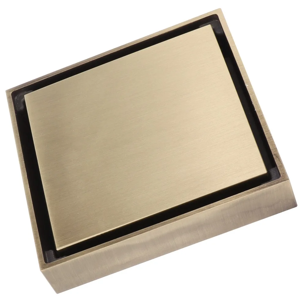 Square Shower Floor Drain 10x10cm/3.9x3.9in Brass Material Floor Drain Strainer Anti-Odor Design Removable Cover