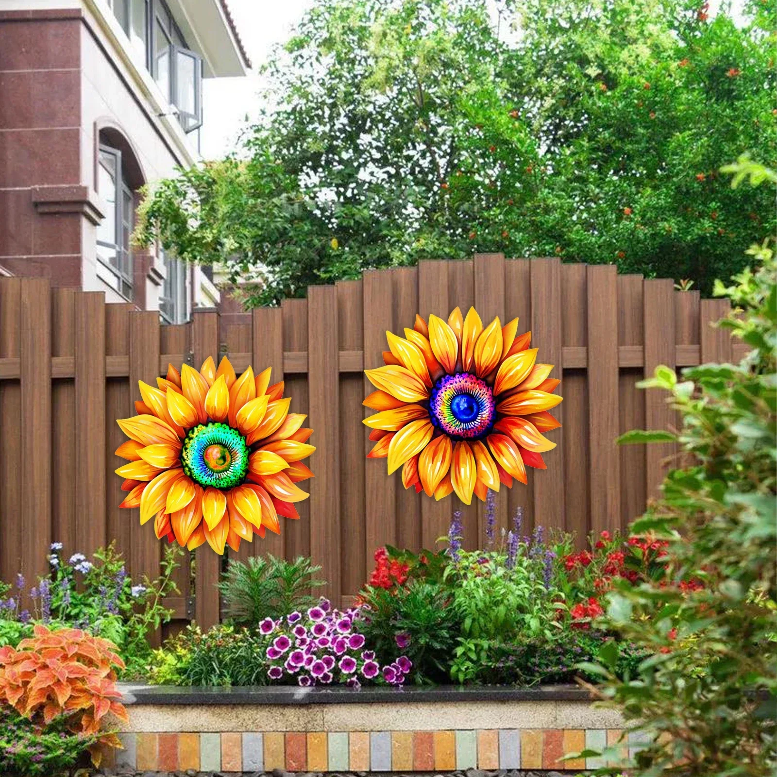 30.5cm Metal Sunflower Wall Decor Wall Art Ornament Iron Wall Craft Long-Lasting Bright Colors
