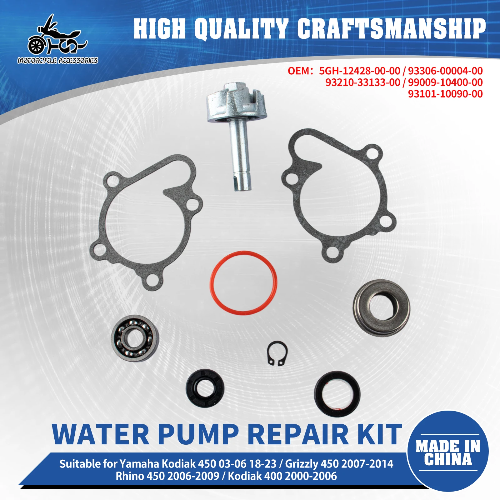 

SJ Motorcycle Accessories 5GH-12428-00-00 Water Pump Repair Kit For Yamaha Kodiak Grizzly Rhino Wolverine 400 450 ATV UTV