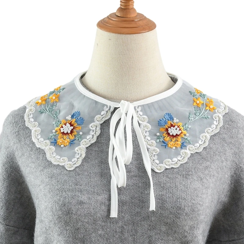 Embroidered Floral False Collar Woman Shirt Decorative Collar Hanfu Collar