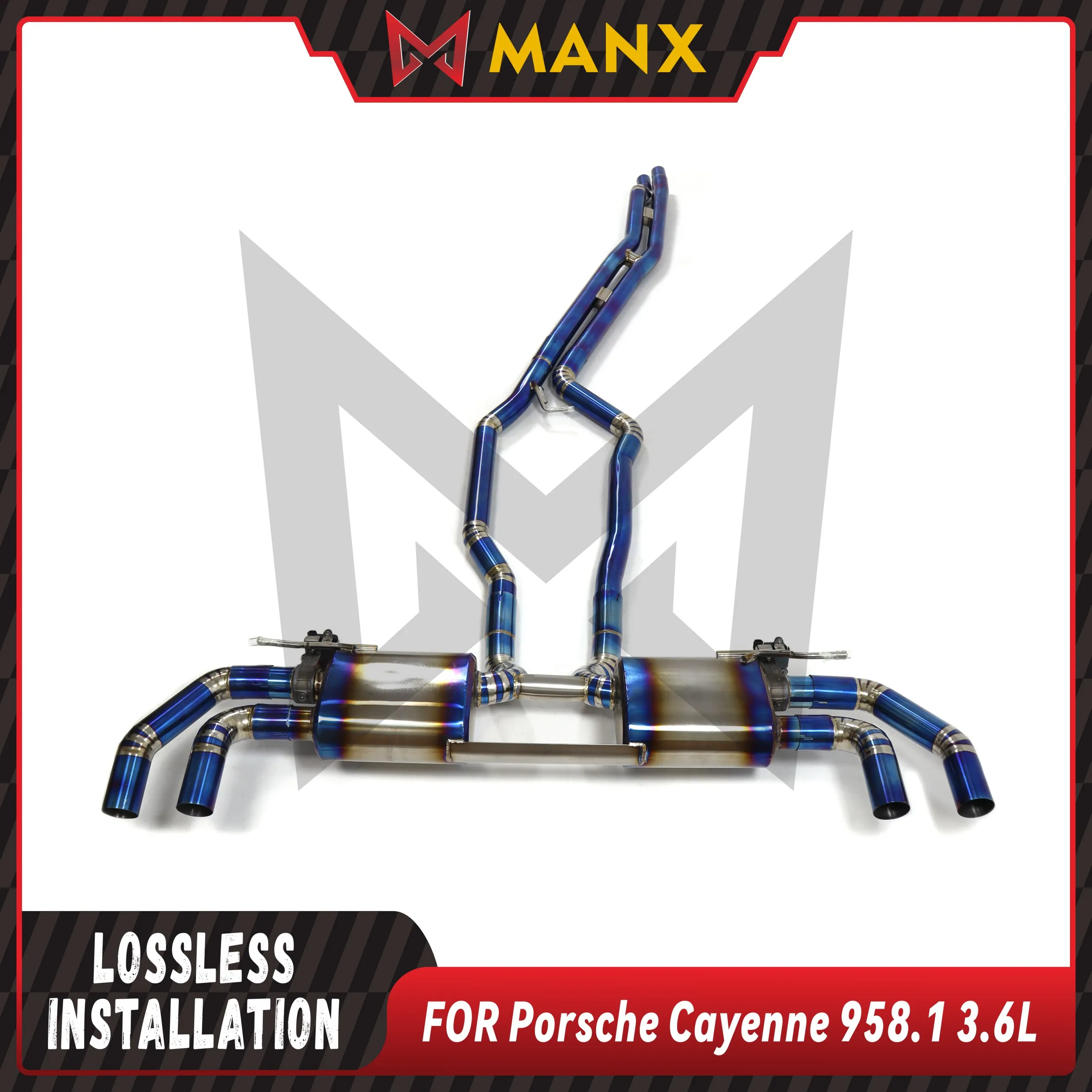 

Titanium alloy bluing Catback Suitable for Porsche Cayenne 958.1 3.6L Performance Exhaust pipe Muffler With Valve