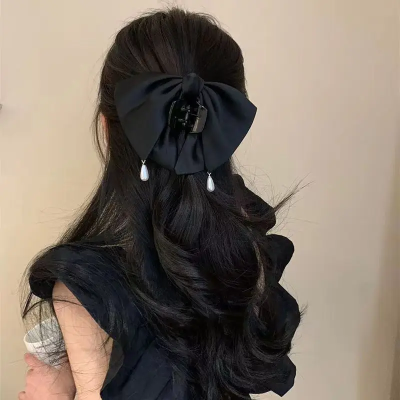 Fermagli per capelli con fiocco grande in raso Mollette per granchio piccolo Donne Ragazze Porta coda di cavallo Morsetti per capelli Forcine Accessori per capelli Moda