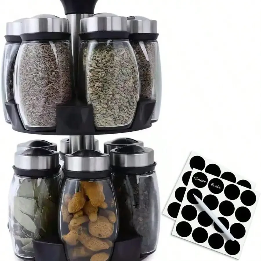 

Kitchen Gadgets Countertop Rotating Rack Kitchen Seasonings Finishing Rotating Spice Canister Seasonings Container