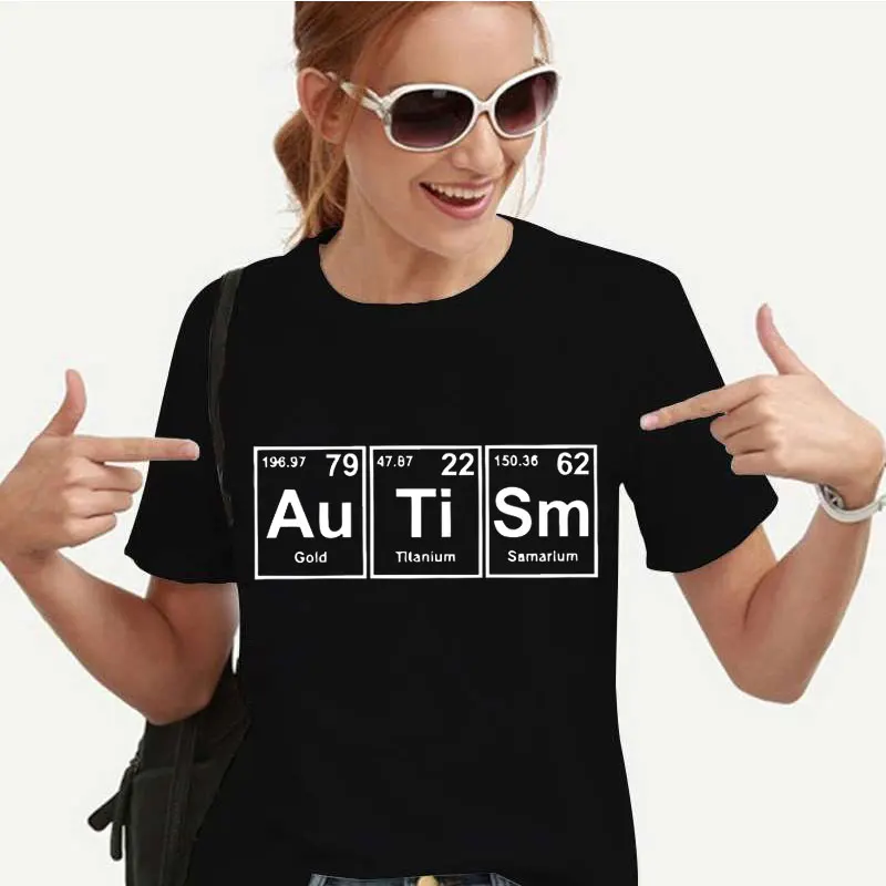 

Autism Awareness Print T-Shirts Female Clothing Fashion Tee Clothes Oversized Casual Short Sleeve Autism Support Women Tops