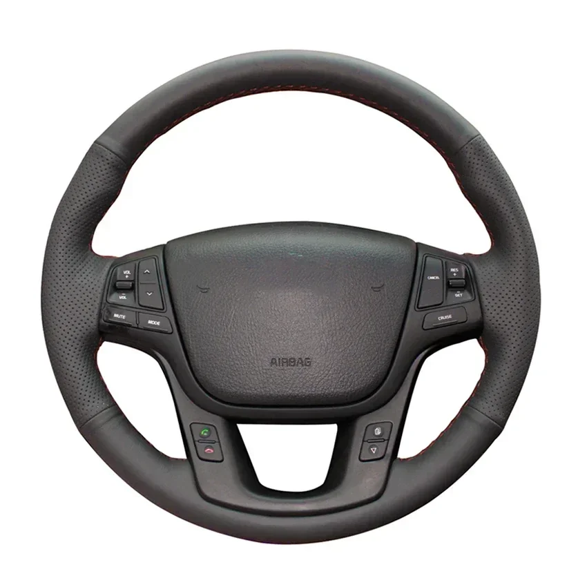 

Черный, сшитый вручную нескользящий мягкий чехол на руль автомобиля из искусственной кожи для Kia Sorento 2 2009-2015 K7 Cadenza 2011-2016