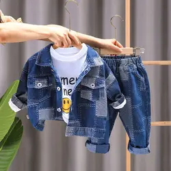 2-10 Yrs Baby Girl Boys Denim Jeans Set 2024 New Spring Autumn Children's Fashion Coat+Jeans Boy Kid Casual Loose Two Piece Set