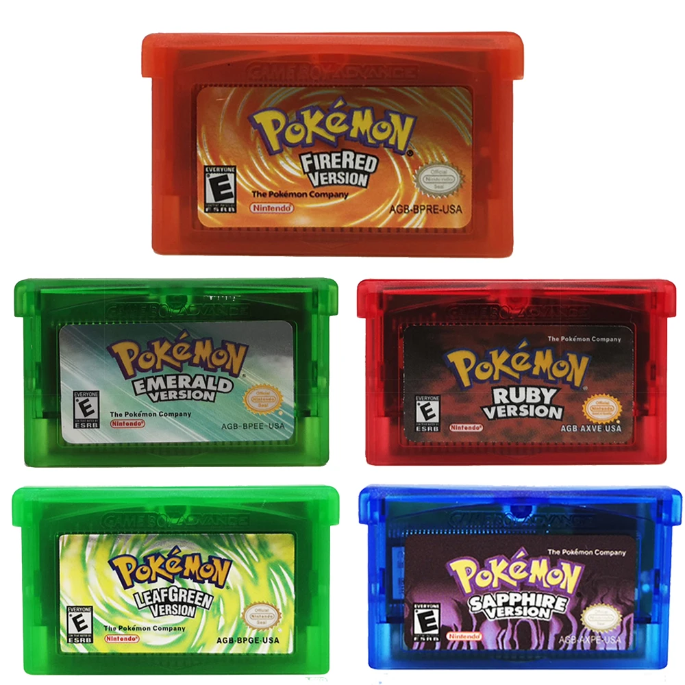 Pokemon GBA Series 32-Bit-Videospielkassette, Konsolenkarte, Pokemon Emerald FireRed LeafGreen Ruby Sapphire, mehrsprachig