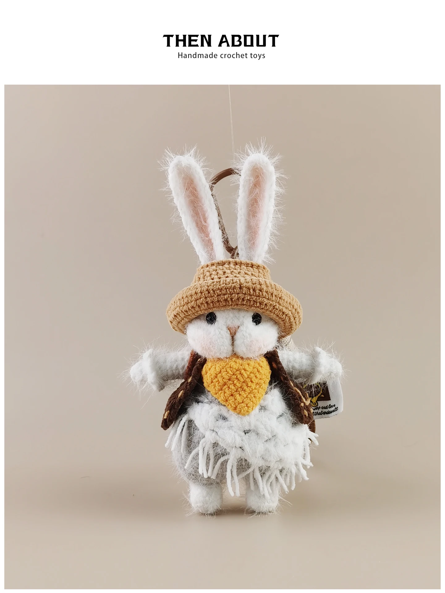 Cute Western Cowboy Sugar Rabbit Bag Charm Pendant Luxury High End Gift Soft Plush Deer Antler Shaped Bag Accessory