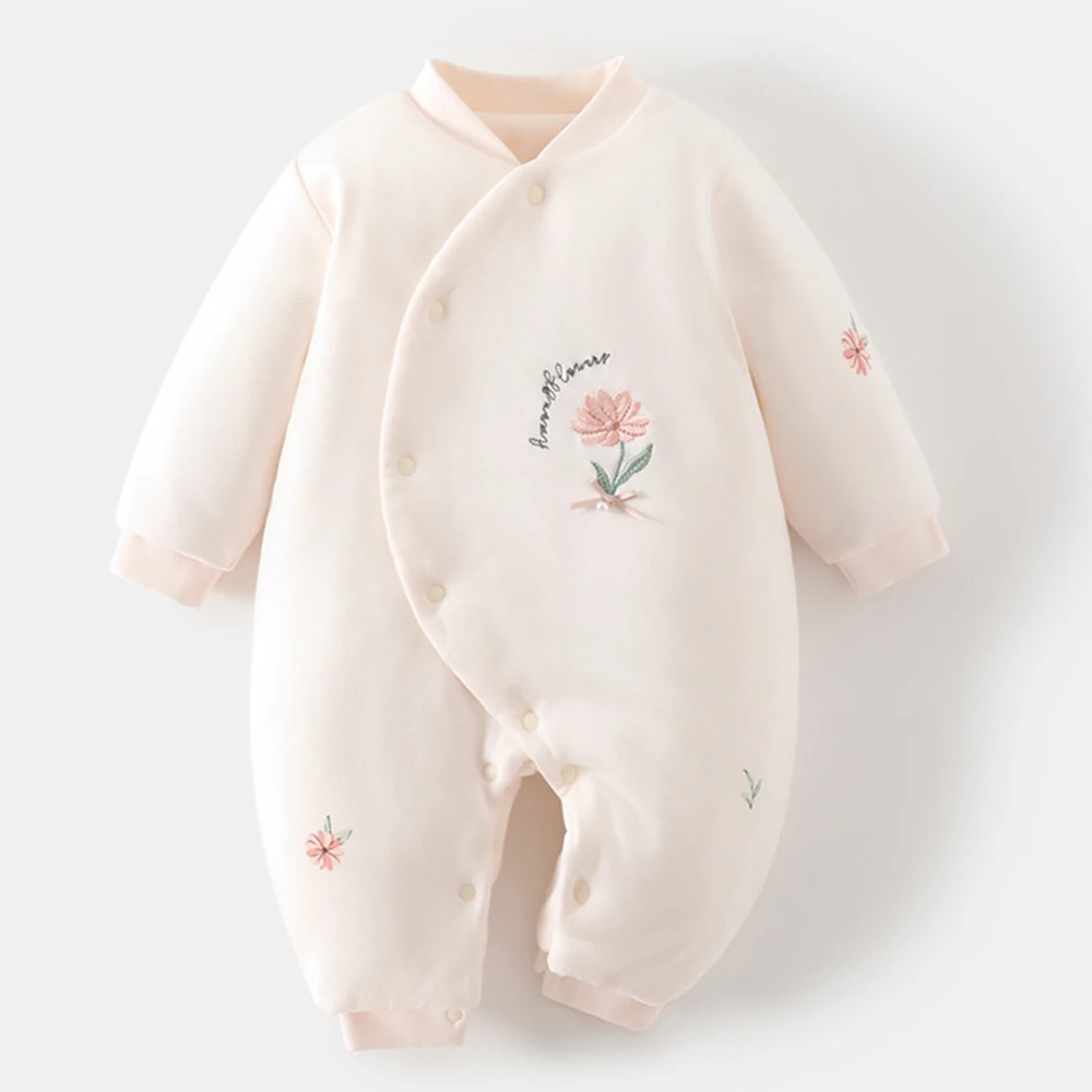 

Christmas Baby Girl Clothes Winter Floral Quilted Thicken Warm Baby Rompers Newborn Clothing Hospital 0 6 Months Baby Jumpsuits