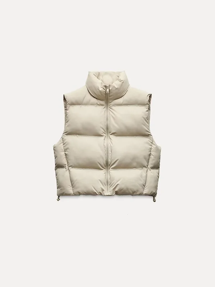 

2024 New Autumn And Winter Women Standing Collar Cotton Vest Ladies Casual Solid Color Warm Vest Jacket