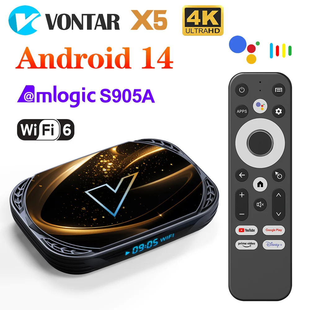 VONTAR X5 Android 14 TV Box Amlogic S905X5M 4GB 128GB 1000M Wifi6 4K AV1 TVBox Media Player 32GB 64GB Set Top Box