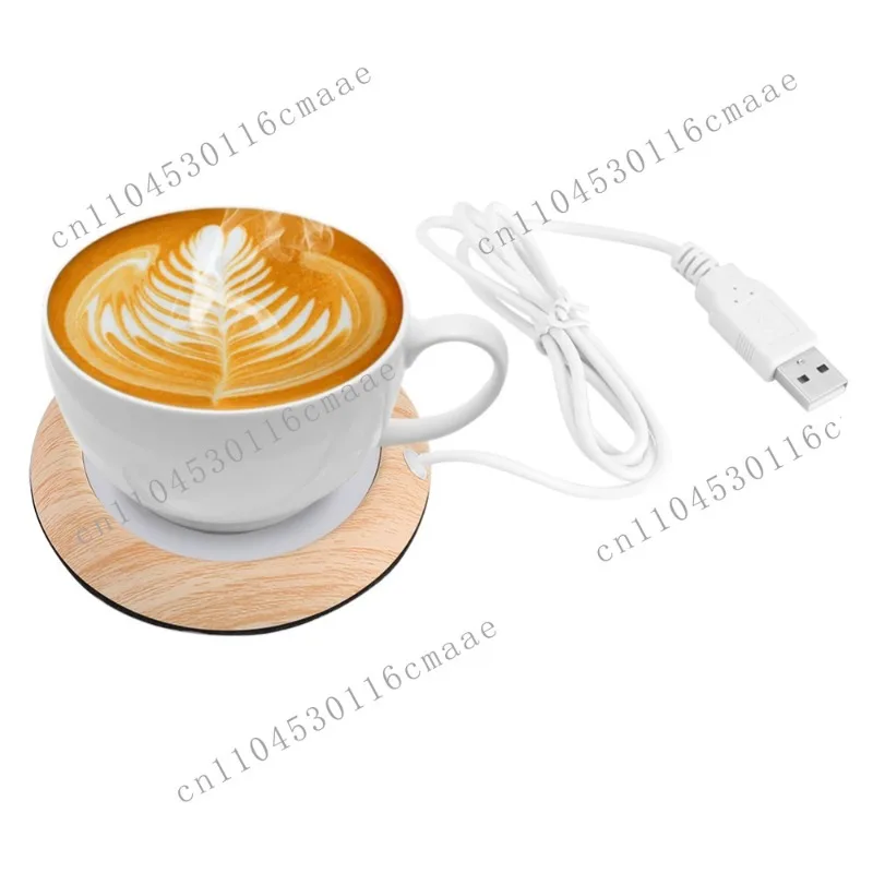 New 5V Wood Grain Cup Beverage Coaster for Office Tea and Coffee Maker, Holding Beverage Coaster