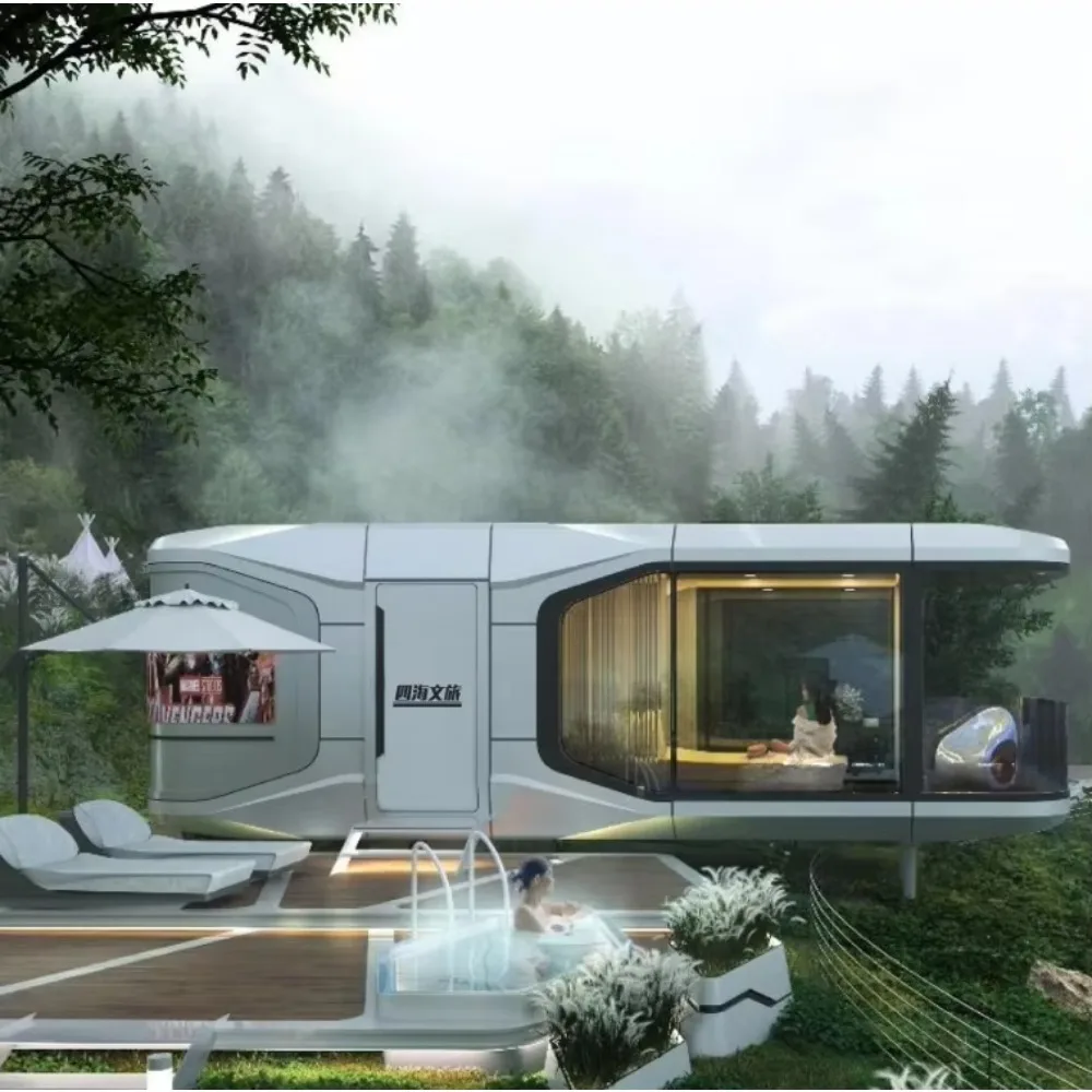 Luxury 20FT Prefab Modular Container House Apple Cabin Tiny Home 2 Bedroom Expandable Capsule Villa Prefabricated Mobile House