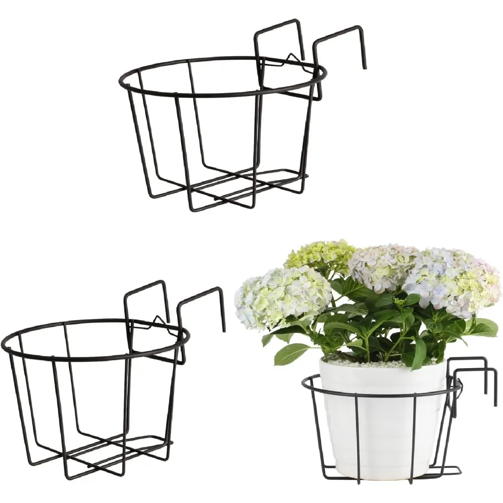 

TreeLen 3Pack 10inch Railing Planter Outdoor Balcony Hanging Baskets for Plants Fence Planters Metal Potted Stand Indoor Porch R