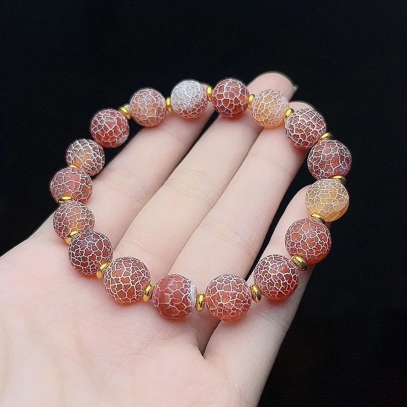Natural Agate Scale Red Wind Blood Gallstone Gold Jade Bracelet