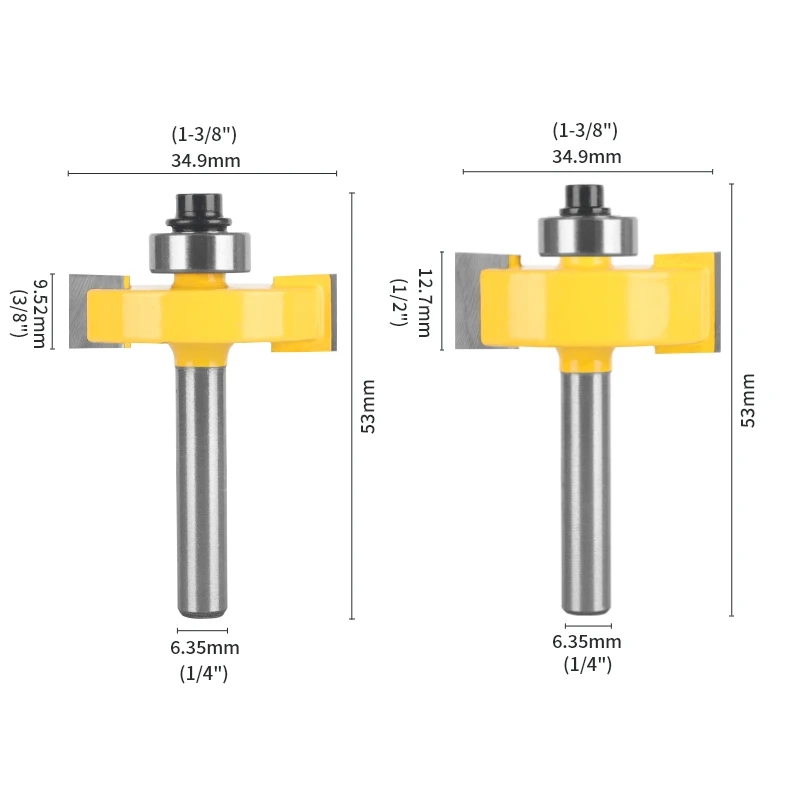 YUSUN  T Type Sloting Bit Rabbeting With 6 Bearing Sets Router Bit Woodworking Milling Cutter For Wood Bit Face Mill