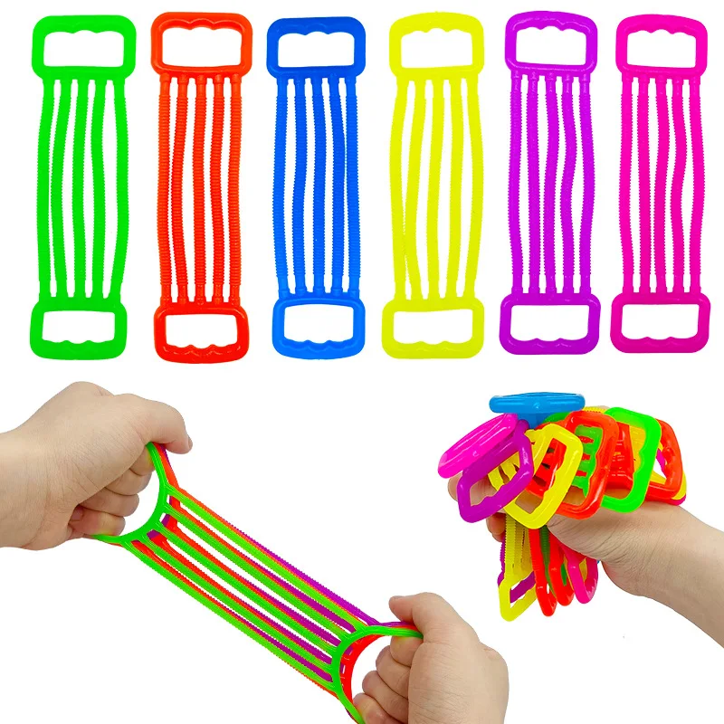6-12PCS Stretchy Strings Fidget Toys Training Arm Strength Stress Relief Sensory Toy Anxiety Autistic Stretchy String for Kids