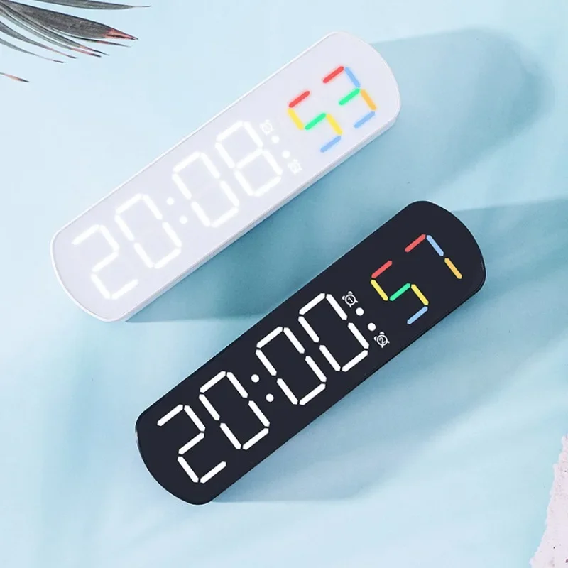 Modern Large Digital Alarm 12/24H Display Jump Seconds Voice Control Simple Bedside Tabletop Clock Timer for Home Office Decor