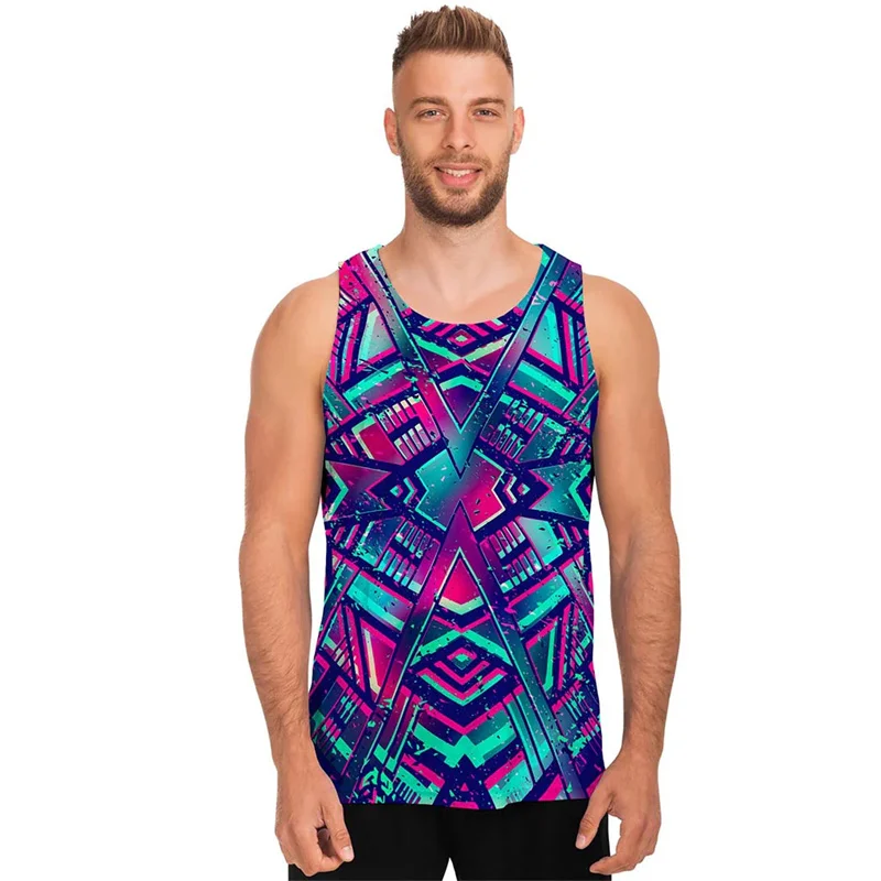 3D Print Tribal Aztec Trippy Styles Tank Top Kid Cool Streetwear Short Sleeveless Men Fashion Gym Workout Tank Tops Vintage Vest