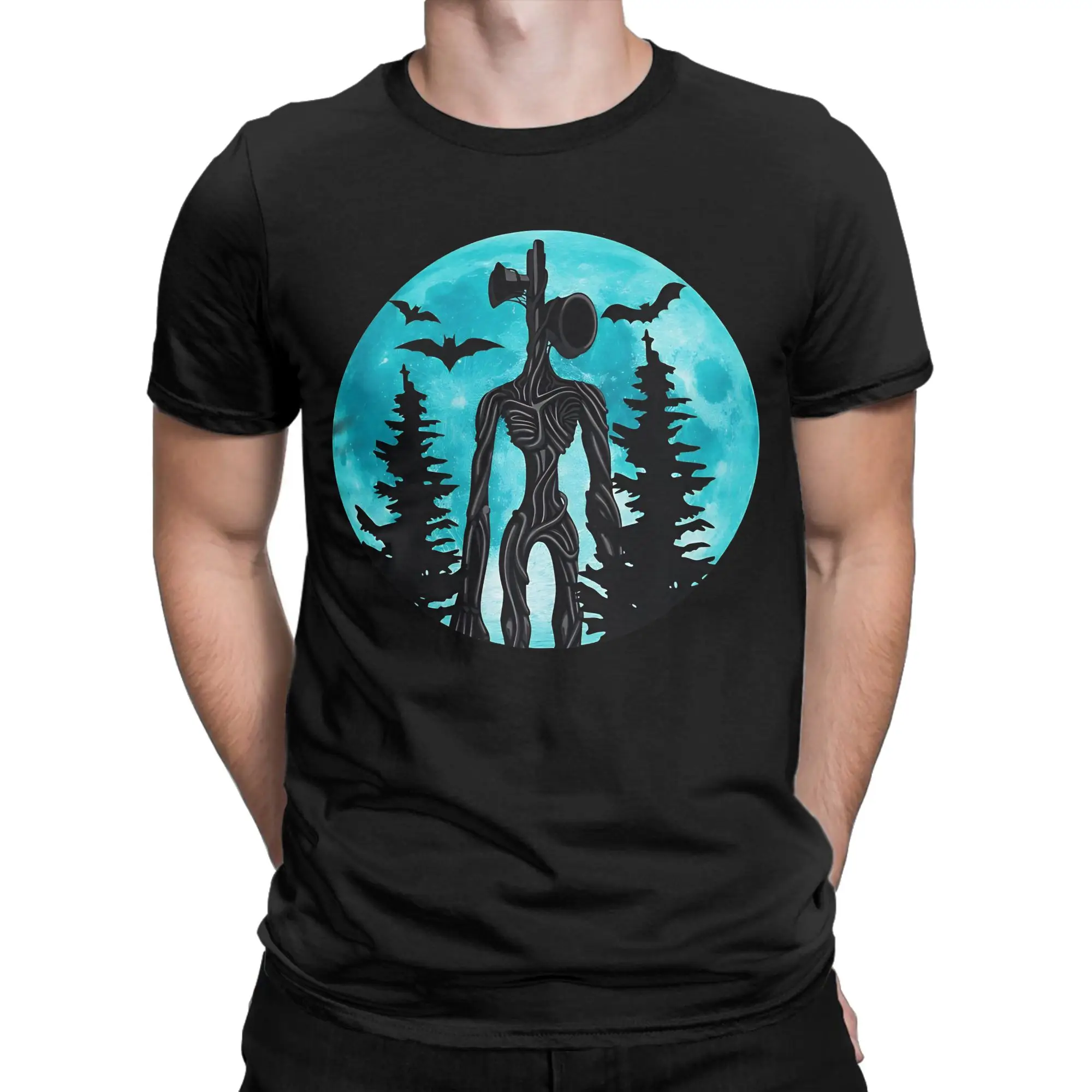 Men Women's T-Shirt Siren Head Cryptid Novelty 100% Cotton Tee Shirt Short Sleeve  T Shirts Round Collar Tops Plus Size