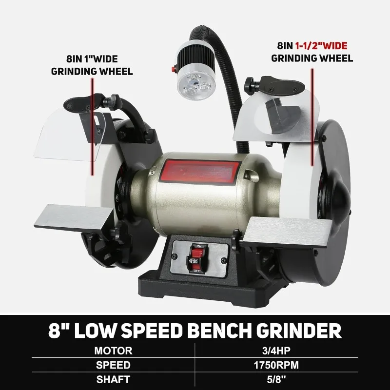 2025 hot sale BUCKTOOL 8 Inch 3/4 Low-Speed Bench Grinder fit CBN Wheel Professional Wobble-free Wheel Grinder TDS-200C4HL