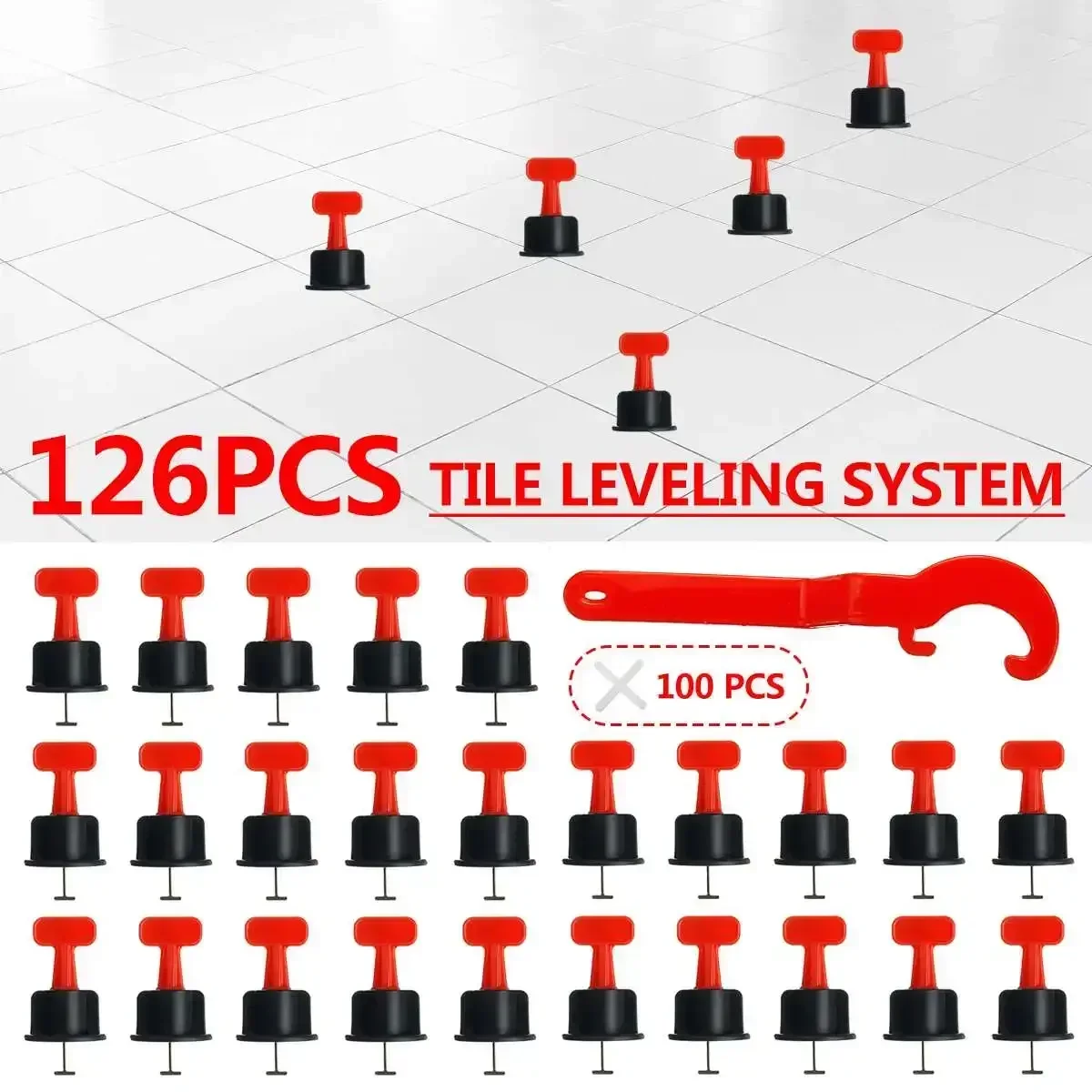 126Pcs For Flooring Wall Tile Spacer Plier Level Wedges Tile Spacers Tile Leveling System Leveler Locator Spacers Set