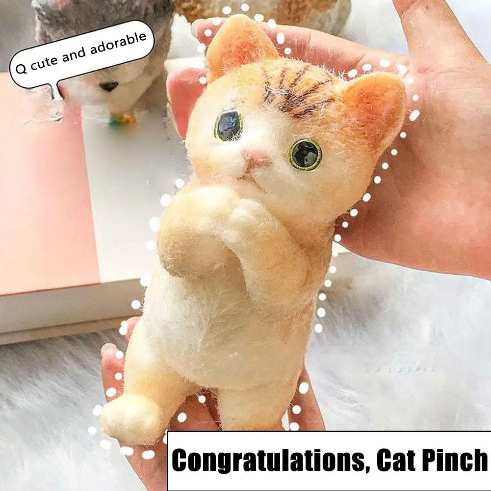 Simulation Of Large Schnauzer Cat Pinching Decompression Toys Cute Ornaments Gifts Congratulations Cat Cute Pet Pinching Toys