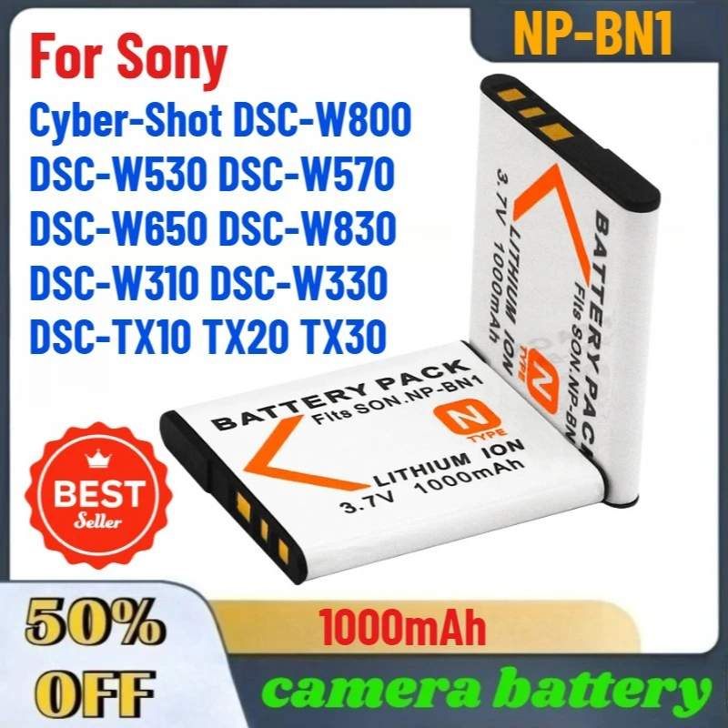 

NP-BN1 1000mAh Battery for Sony Cyber-Shot DSC-W800 DSC-W530 DSC-W570 DSC-W650 DSC-W830 DSC-W310 DSC-W330 DSC-TX10 TX20 TX30