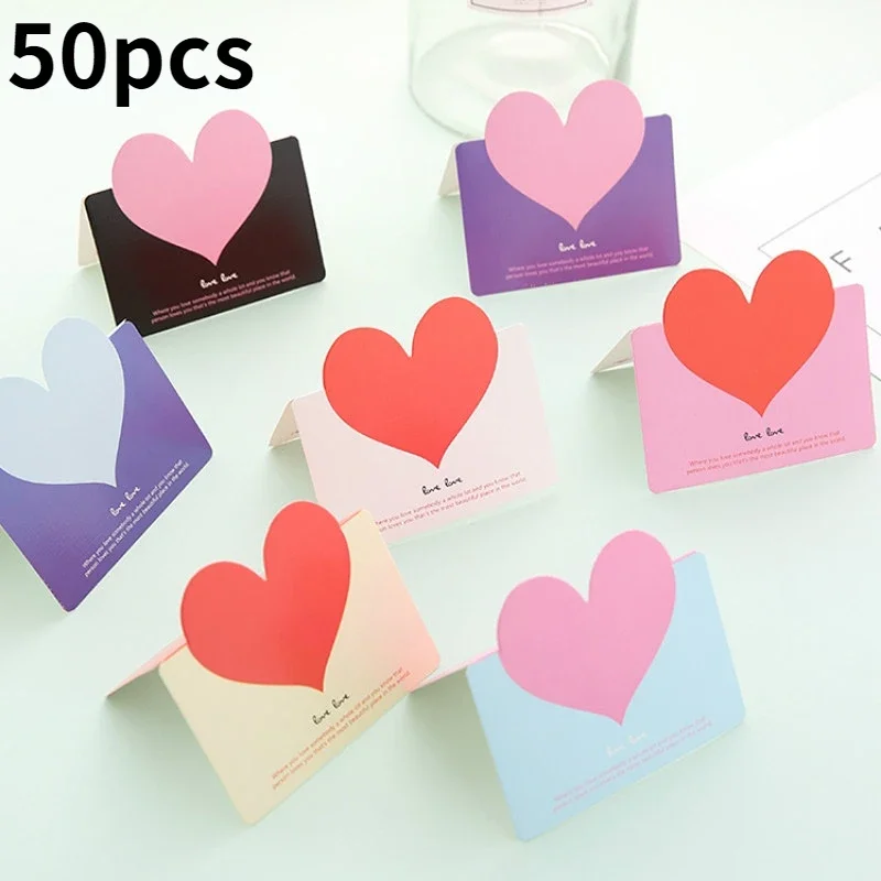 10pcs/bag Mixed Color LOVE Heart Shape Greeting Card Valentines Day Gift  Wedding Invitations  Romantic Thank You s