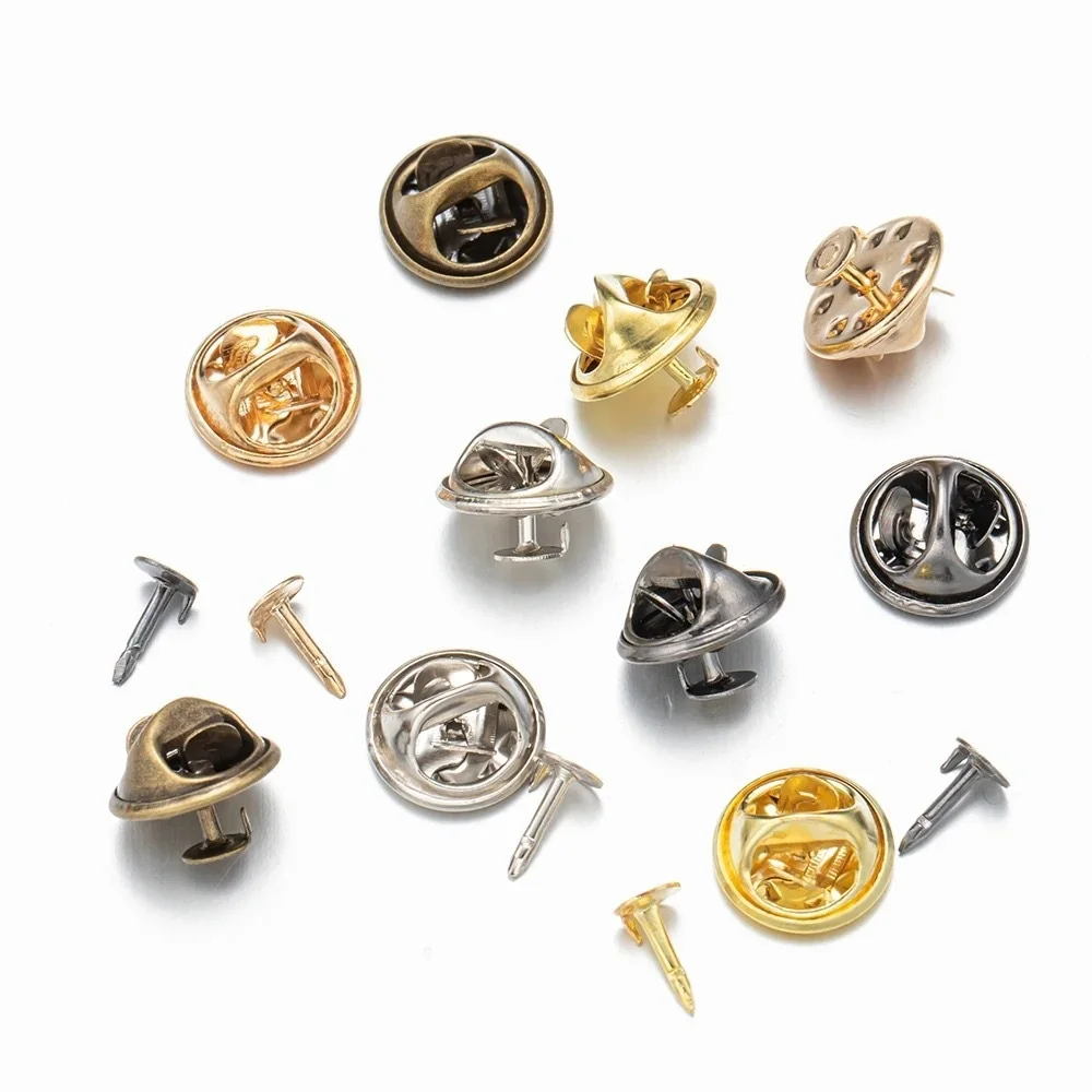 50pcs/pack Nail Tie Tack Lapel Pin Back Clutch Scatter Butterfly Clasp Squeeze Round Pinch Clip Brooch Jewelry Crafts