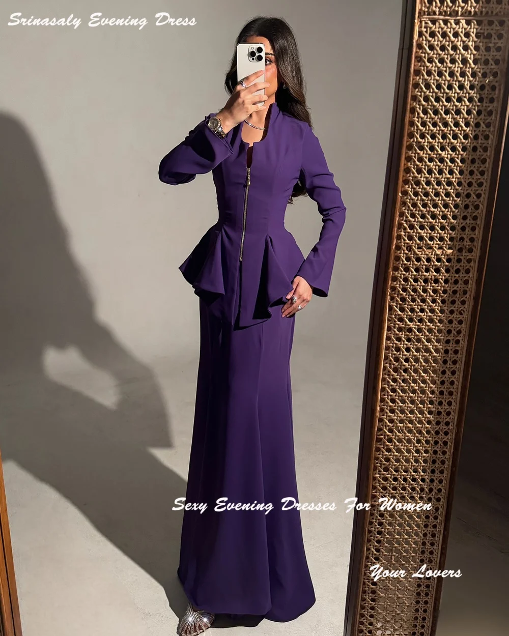 

Crepe Evening Dress For Sexy Women Customized Corset Cocktail Party Gowns With Zipper Mermaid Long Sleeve Prom Dress 2025