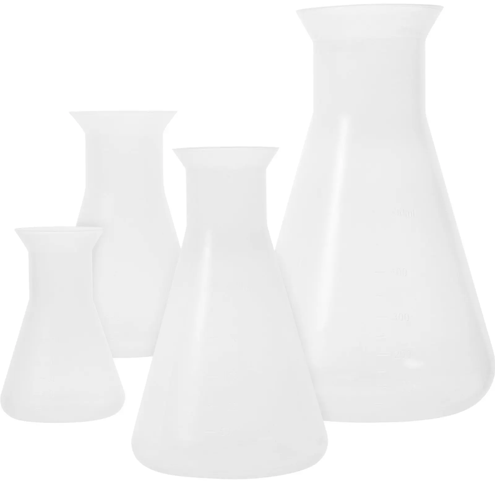 4Pcs Premium Laboratory Erlenmeyer Flasks Set with Clear Scale Markings 50Ml 100Ml 250Ml 500Ml for Chemistry Experiments
