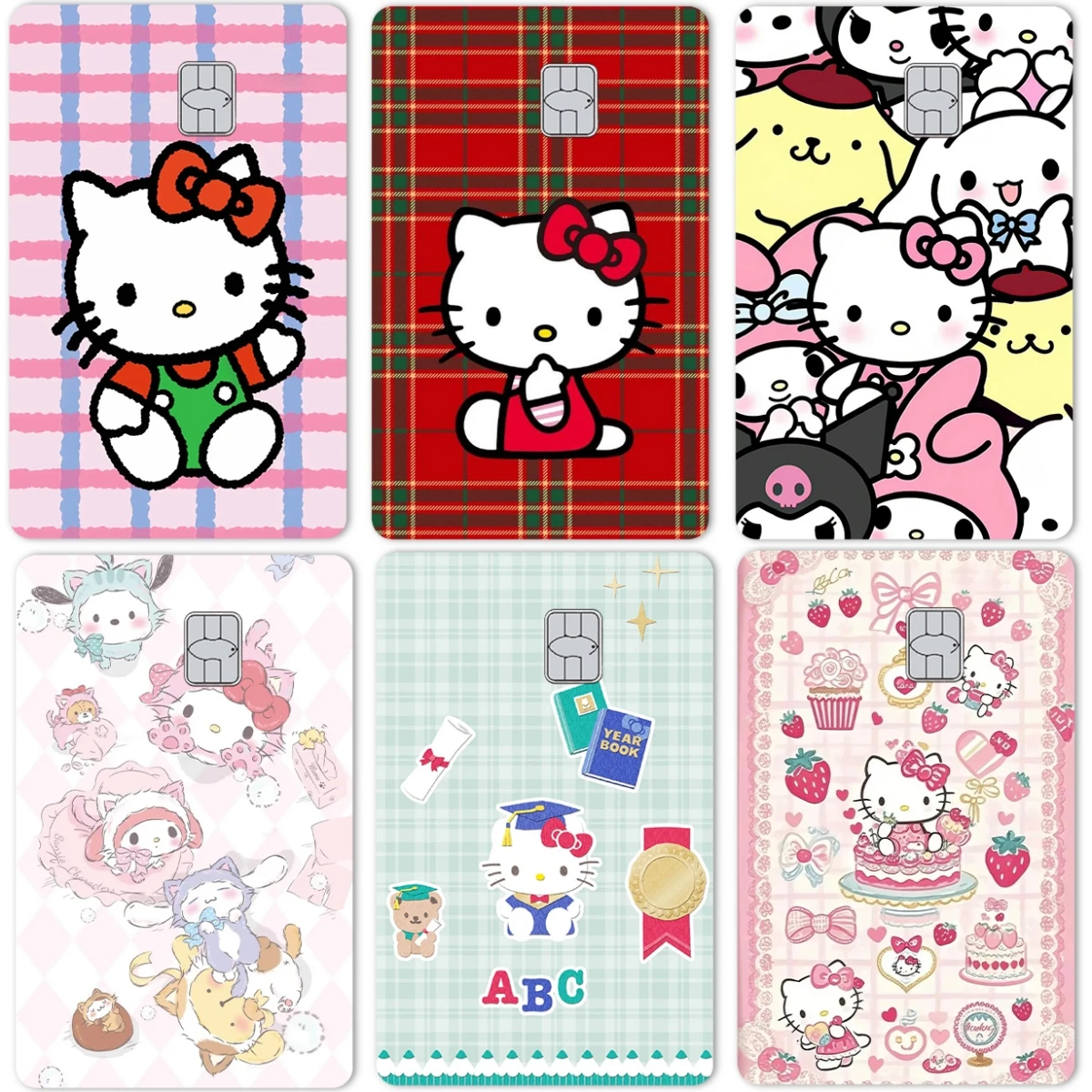 

Anime Hello Kitty Kawaii Diy Credit Debit Card Stickers Kuromi Pom Pom Purin My Melody Party Sticker Decoration Skin Film Gifts