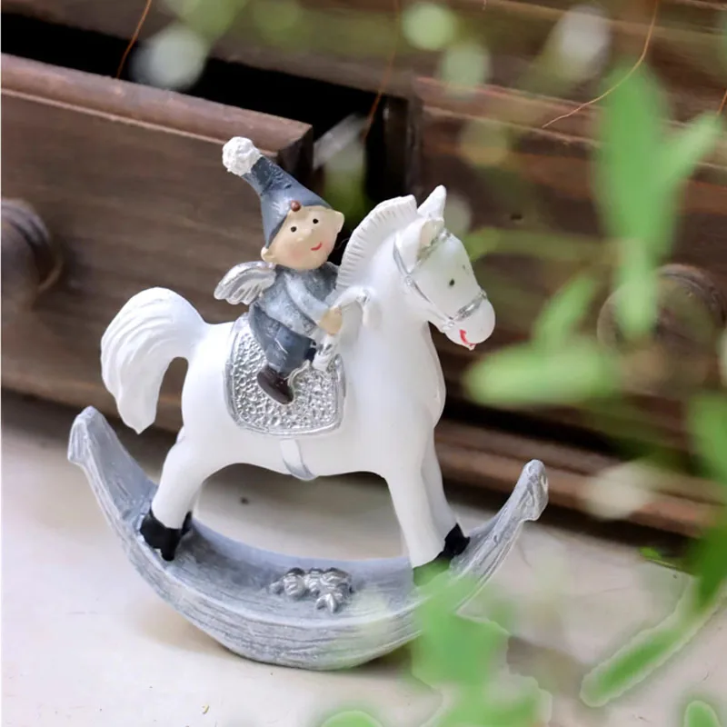 Creative Resin Handmade Horse Angel Ornaments Outdoor Balcony Courtyard Micro Landscape Animal Statue Crafts Garden Decoration