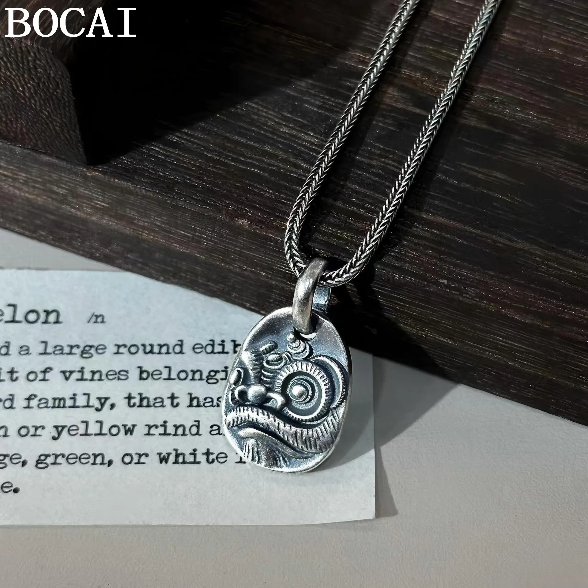 

BOCAI New S925 Sterling Silver Jewelry Retro Chinese Style Lion Dance Pendant Selected Gifts For Men And Women