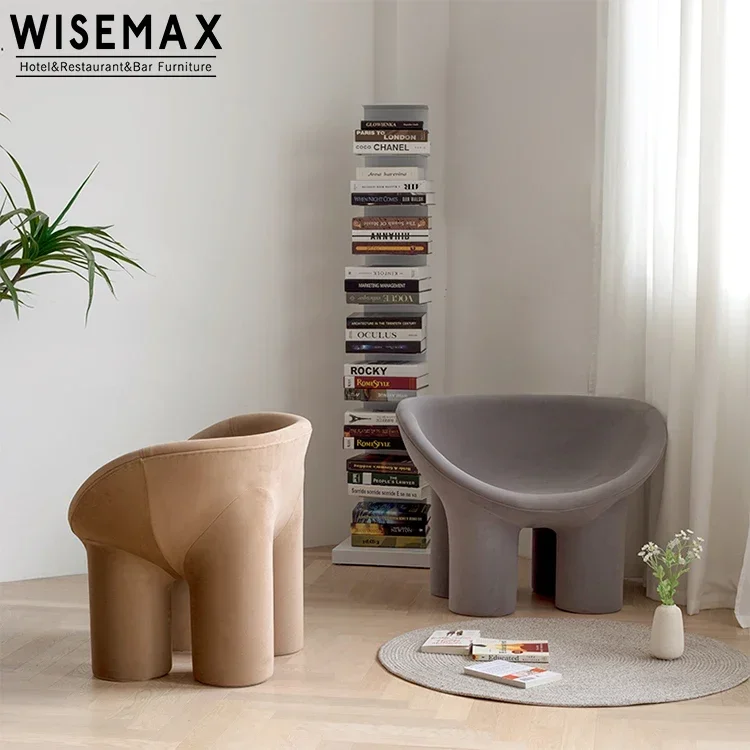 WISEMAX FURNITURE المبيعات الساخنة مسند الذراع الفيل الساق كرسي الترفيه القهوة رولي كرسي أريكة بولي