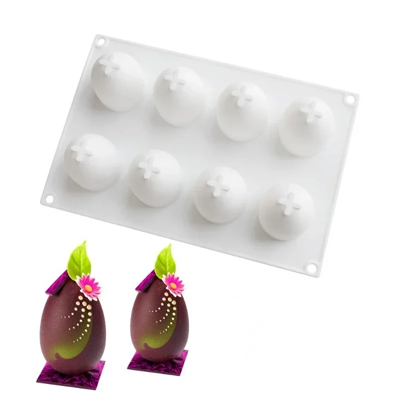 

8 Cavity Egg Mousse Dessert Mould 3D Silicone Art Cake Mold Baking Pastry Silikonowe Moule Chocolate Pan