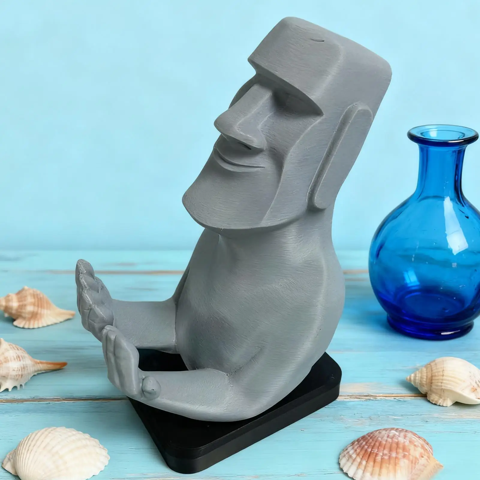 Stone Man Sculpture Controller Holder Video Game Stand Charging Dock Organizer for PS5 PS4 Gaming Console Display Storage Rack