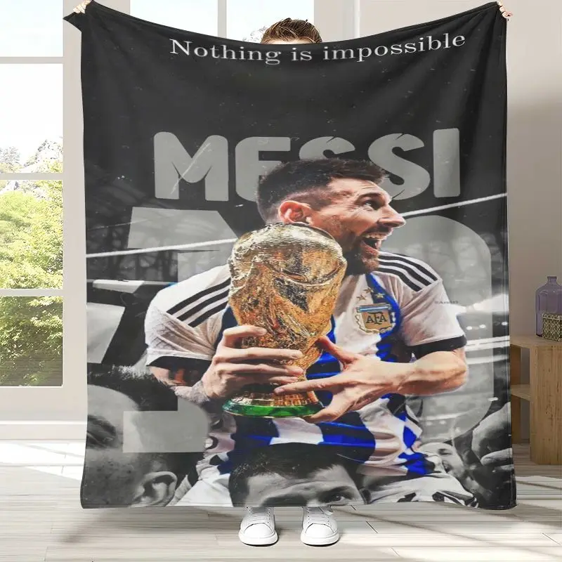 Soccer Legend M-Messi Football Star Flannel Throw Blanket,Cozy Blanket for Bed,Sofa,Living Room,Picnic,Camping,Home Decor,Gift
