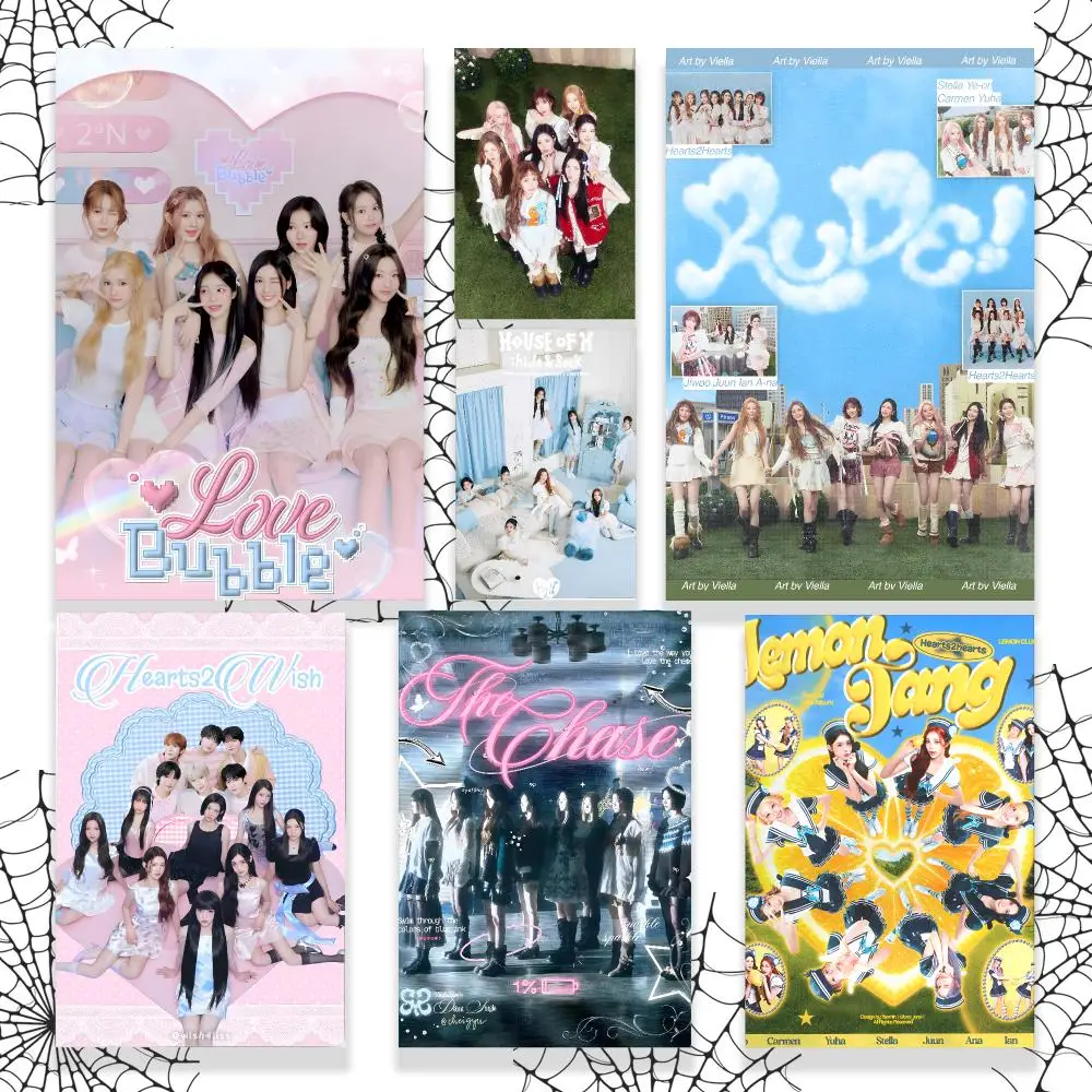 Kpop Group Hearts2Hearts Poster Graphic Wall Art Poster HD Waterproof PP Paper Print for Bedroom Living Room Office Decor Gift