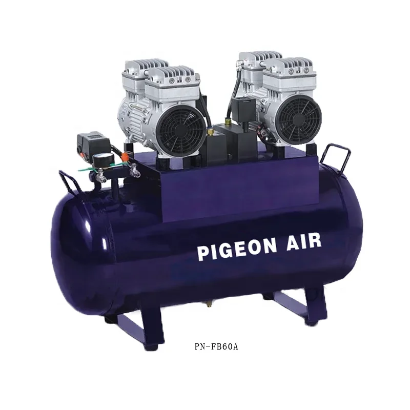 air flow 140L per min 1090w detal equipment use tank volume 60L mini quiet oil free silent de-tal air compressor