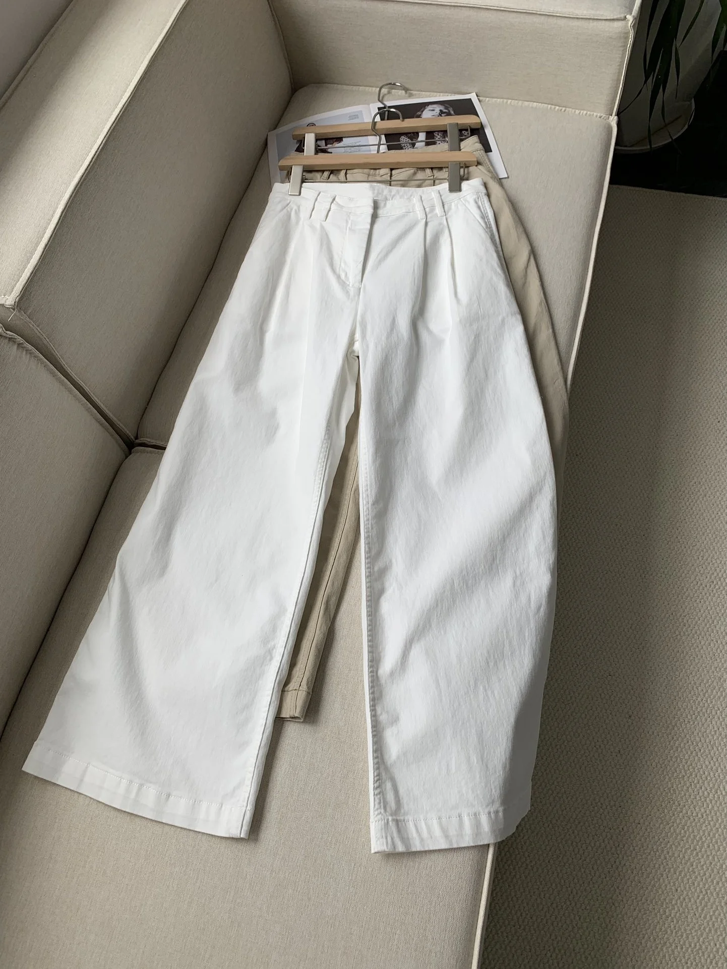 Women Straight Trousers Autumn Winter High Waist Solid Color Casual All-match Wide Leg Pants