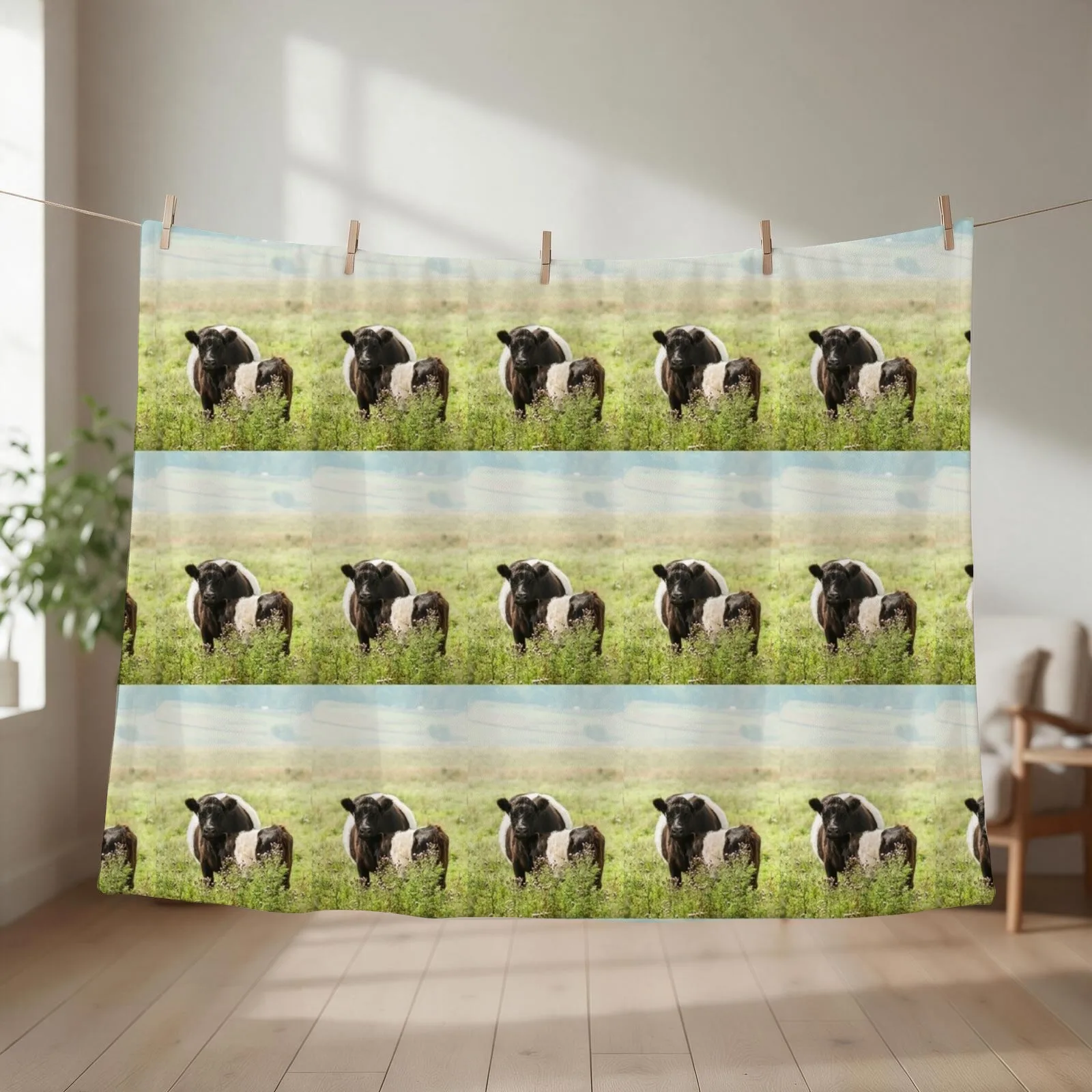 Belted Galloway Cow and Calf Throw Blanket for winter Multi-Purpose Camping Fashion Sofas Blankets