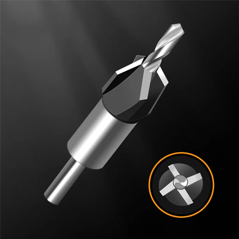 

BAAG-With Adjustable Depth Stop Collar Fit Four Edge Countersink Bit Alloy Cone-Hole Drill 8Mm