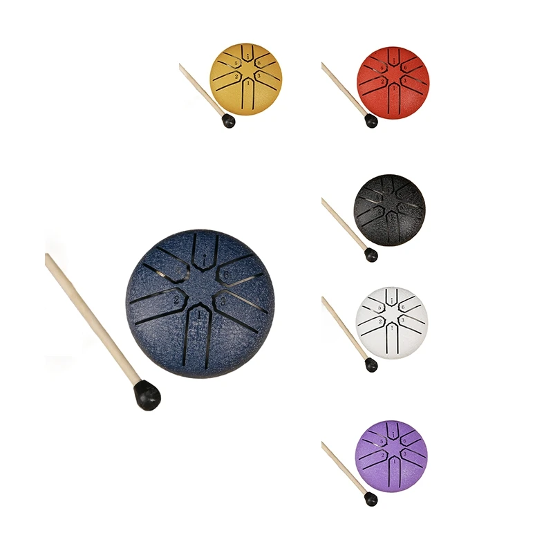 3 Inch 6-Tone Steel Tongue Drum Mini Hand Pan Drums With Drumsticks Percussion Musical Instruments Drum Accessories