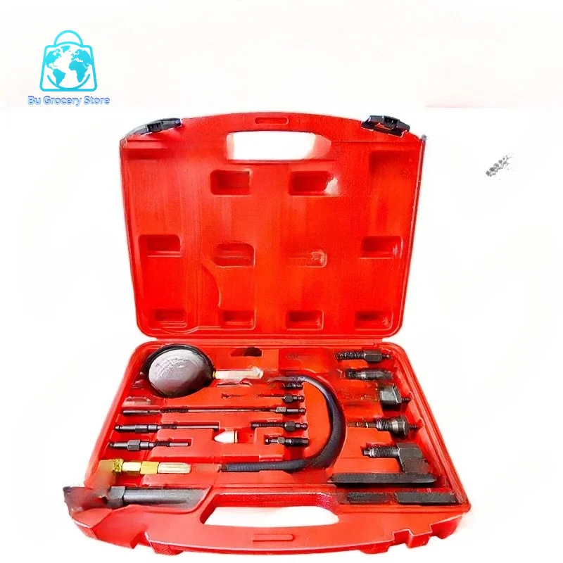 TU15B Professional Diesel Engine Compression Tester Tool Kit Full Range Cylinder Gauge Pressure Detection Test Set