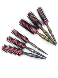 Round Hairbrush Anti Static Wood Boar Bristle Round Brush Hairdresser Styling Tools Teasing Brush For Curly Hair Comb Brush